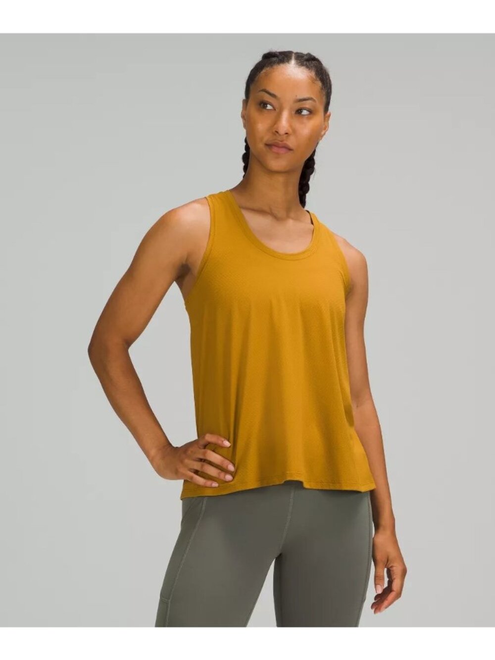 Lululemon Essential Tank Train Top Gold Spice Mustard Yellow Flared Racerback 4